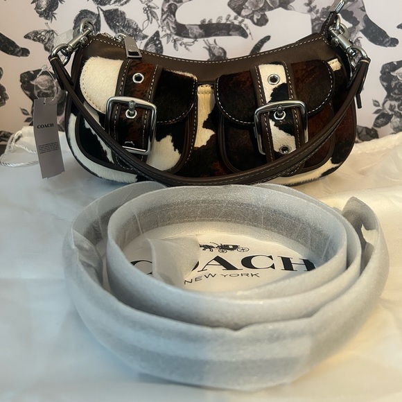 COACH ASHTON COW PRINT SHOULDER BAG NWT - Picture 7 of 10